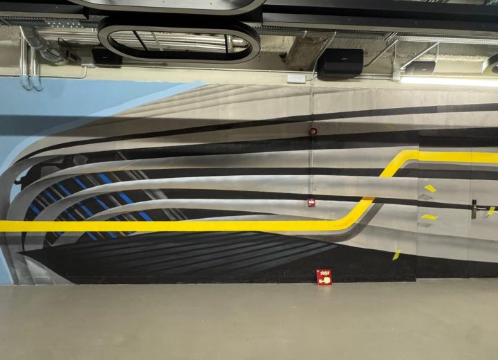 Spok Brillor’s mural within the Bernabéu’s interior galleries.