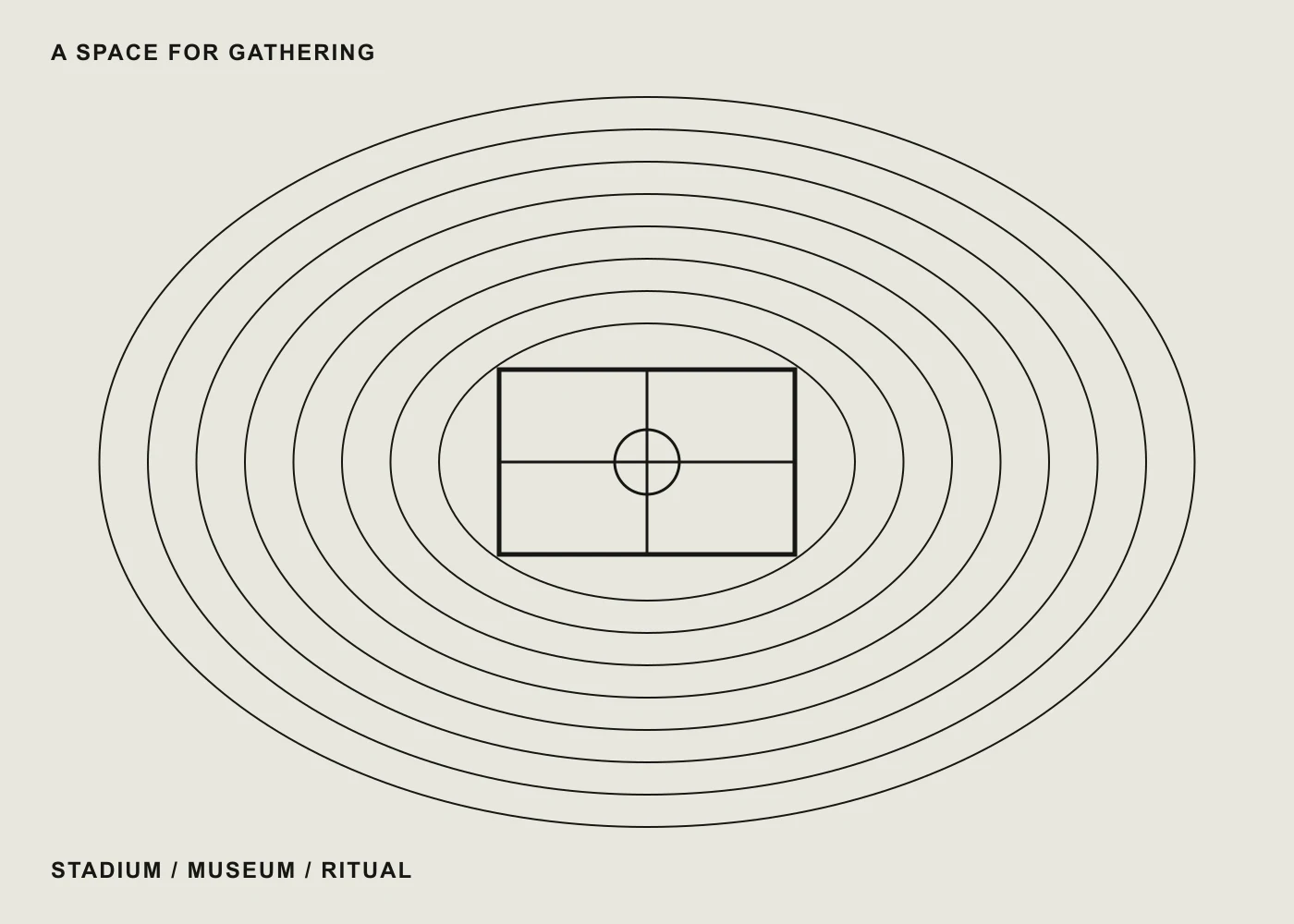 Original graphic of concentric seating rows and an open field