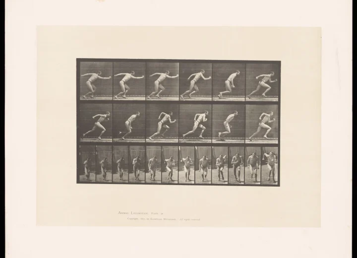 Sequential photographs of a man sprinting by Eadweard Muybridge, 1887