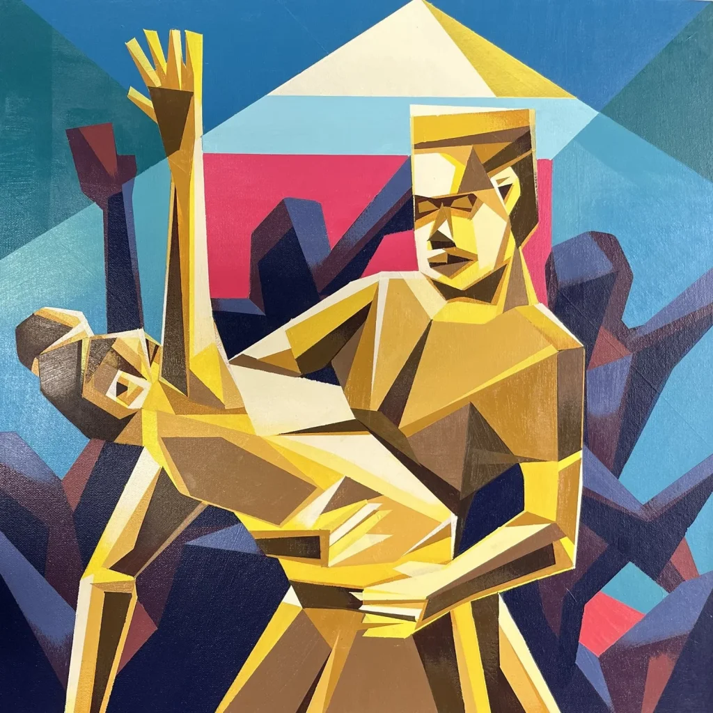 Angular painted portrait from Israel Solomon’s House Party No. 2.