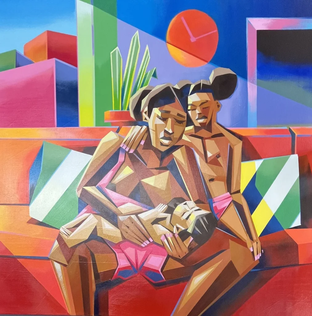 Israel Solomon painting of a mother holding her child.